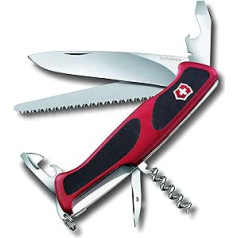 Victorinox Ranger Grip 55 Pocket Knife (12 Functions, Locking Blade, Saw) Red/Black