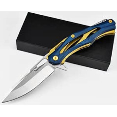 Joa Hollow Pocket Knife Metal Folding Knife Sharp Transformers Outdoor Knife Survival Hunting Knife Camping Hiking Knife Foldable Practical Knife Hole Full Steel Knife Blue