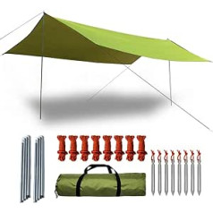 Acenilen Wasserdichte Camping Zelt-Plane mit Stangen, tragbare Silberbeschichtung, Anti-UV-Überdachung, Sonnenschutz, Sonnenschutz, Sonnenschutz, Markise für Camping, Strand, Wandern, Angeln, Picknick