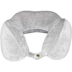 Merino BETTEN Ergonomic Travel Pillow Neck Pillow with Memory Foam and Plush Cover Natural Viscose 27 x 27 x 13 cm, darkgray