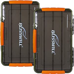 BLISSWILL 2 Packs Tackle Storage Tackle Sandėliavimo reikmenys Sandėliavimo reikmenys Sandėliavimo reikmenų laikymo indas su nuimamais skirstytuvais Skaidrios arbatos spalvos, atsparus vandeniui