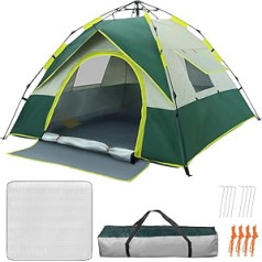 Camping Tent Automatic Dome Tent 3-4 Person Pop Up Beach Tent Waterproof Windproof & UV Protection for Trekking, Hiking, Family Reunions, Backpacking, Festival, Outdoor