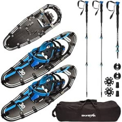 SkinStar Snowshoes 30 collu komplekts ar alumīnija rāmi sniega kurpēm tūristu slēpošanas nūjām līdz 130 kg