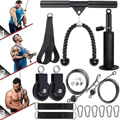 Favuit Kabeļu vilkšanas skriemeļu sistēma Trenažieru zāle Fitness Apakšdelms Treneris Rokas spēka Treniņa skriemelis DIY Lat Pull Fitnesa aprīkojums Kabeļu sistēma Mašīna Plaukstas locītavas tricepss bicepss cirtas Treniņš mājas sporta z