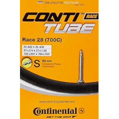 Continental Race Tubes Velosipēdu iekšējās caurules ar adapteriem, melns, 700 x 20-25c (iepakojumā pa 5)