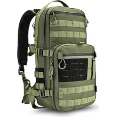 TACTICAL GEEK ModCase B2 Ultimate EDC taktiskā mugursoma: 14 l lielas ietilpības prettrieciena klēpjdatora nodalījuma ūdensnecaurlaidīga Molle sistēma pārgājieniem, kempingiem, pārvietošanās mugursoma Dayback mugursoma, zaļa, ikdienas