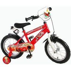 14 colių vaikiškas dviratis berniukui, dviračių padėkliukas, raudonas „McQueen Cars“ Volare 11448-CH-NL