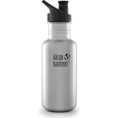 Klean Kanteen Classic nerūsējošā tērauda pudele ar sporta vāciņu