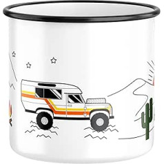 Fluffy Dreams Enamel Mug with Saying Defender Coffee Cup Overlander Camping Mug Vanlife Outdoor Mug Metal/Tin Mug Lightweight & Robust for Offroad 4x4 Adventure Leisure Travel Gift 330 ml