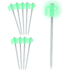 Relaxdays Rock Ground Pegs, Set of 10, Hard Floors, Fluorescent Pegs, Tent Accessories, Camping, Steel Anchor, 30 cm, White, 30 x 5.5 x 1.5 cm