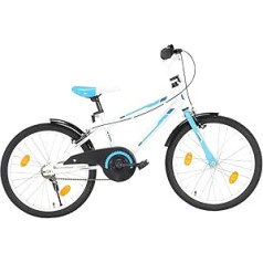 18 Inch Mountain Bike, Boys & Girls Children's Bicycle with Front and Rear Reflectors & Handbrake, Backpedal Brake, Children's Bicycle with Chain Guard and Mudguard, Blue and White