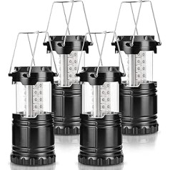 4 Portable 30 LED Camping Lights Collapsible Battery Operated Battery Operated Camping Lanterns Waterproof Camping Lights for Storm Failures