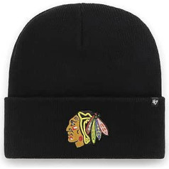 '47 NHL Chicago Blackhawks Haymaker Cuff Knit Unisex beisbola cepure, melna