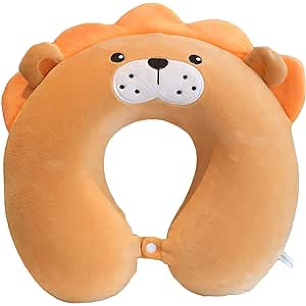 Travel Pillow, Cartoon Neck Pillow, Children's U-Shaped Pillow, Ideal for Aeroplane Travel Camping Car Cover Office Home, Lion