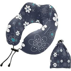 Travel Pillow Kakla spilvens gulēšanai Travel Memory Foam Travel Pillow Kompakts Pārnēsājams U formas galvas balsta glabāšanas soma Ērts Mīksts Pieaugušajiem Viegli Pārnēsāt tumšus Ziedus