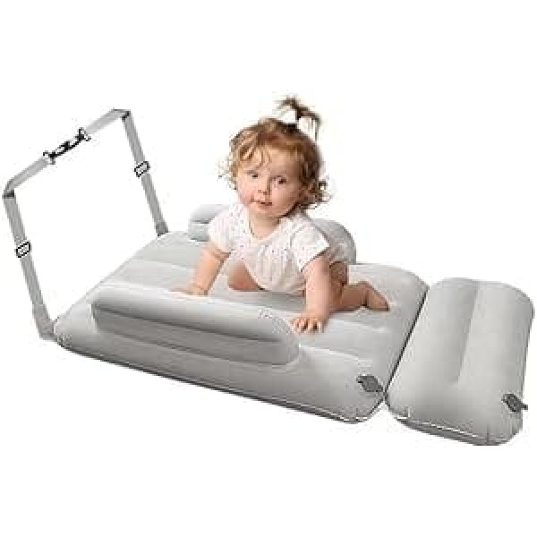 REVIOX Black Travel Pillow Cot Bed Toddler Bed Children's Sleeping Inflatable Pillow Air Mattress Portable Bed Travel (Light Grey, 37.4 x 18.9 x 4.7 inches)