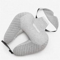 SMSOM Travel Neck Pillow, 2 in 1 U-Shape Neck Pillow, Soft and Comfortable Foam Pellets Neck Pillow, Head Support Travel Pillow, for Travel, Flying, Aeroplane Car, Bus Dark Grey (Colour: Light Grey)