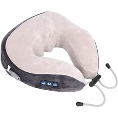 Travel Pillow, Neck and Chin Support, Neck Pillow for Travel, Electric Neck Massage, M-shaped Pillow for Airplanes with Adjustable Size and Strength, Comfortable and