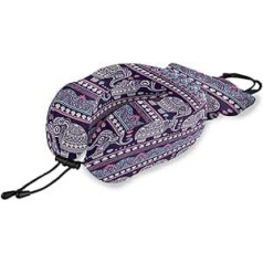 QMIN Reisekissen Indian Tribal Floral Mandala Elefant Tier Memory Foam Nackenkissen Unterstützung U-Form Kissen Ergonomisches Nackenkissen Reisekit für Langstreckenflugzeuge Auto Zug