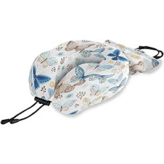 QMIN Reisekissen Aquarell Tier Schmetterling Memory-Schaum Nackenkissen Unterstützung U-Form Kissen ergonomisches Nackenkissen Reise-Set für Langstreckenflugzeuge Auto Zug