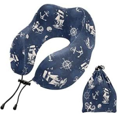 YOUJUNER Travel Pillow Navy Anchor Sailboat Compass Memory Foam Neck Pillow Support Pillow Neck Pillow