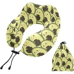 YOUJUNER Travel Pillow Cute Avocado Pattern Memory Foam Neck Pillow Support Pillow Neck Pillow