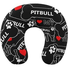 TRoki Funny Pitbull Bone Design U formas kakla spilvens ar atmiņas ietilpību ceļojumu mājas biroja komfortam