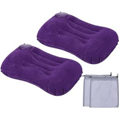 PATIKIL Camping Pillow, 2 Pack, Portable Camp Beach Pillow, Ultralight Inflatable Travel Aeroplane Pillow, Neck Lumbar Support for Hiking, Backpacking, Purple