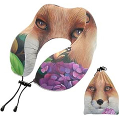 YOUJUNER Travel Pillow Fox Face Memory Foam Neck Pillow Support Spilvens Kakla spilvens