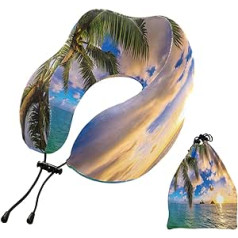 YOUJUNER Travel Pillow Tropical Palm Tree Ocean Sea Memory Foam Neck Pillow Support Pillow Neck Pillow