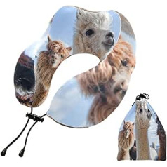 YOUJUNER Travel Pillow Cute Llama Llama Alpaca Memory Foam Neck Pillow Support Pillow Neck Pillow