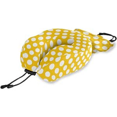 QMIN Travel Pillow Polka Dot Yellow Apsveikuma raksts Atmiņas putu kakla spilvens U formas spilvens Ergonomisks kakla spilvena ceļojumu komplekts tālsatiksmes lidmašīnu automašīnas vilcienam