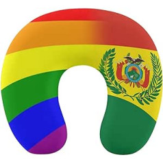 Oudrspo LGBT Pride Bolivien-Flagge Nackenkissen zum Schlafen, U-förmiges Reisekissen, Nackenstützkissen, Flugzeugkissen für Zuhause und Büro