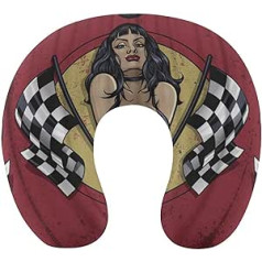 Oudrspo F1 Racing Girl Travel Pillow U Shaped Memory Foam Neck Pillow with Hidden Zipper for Office Home Car