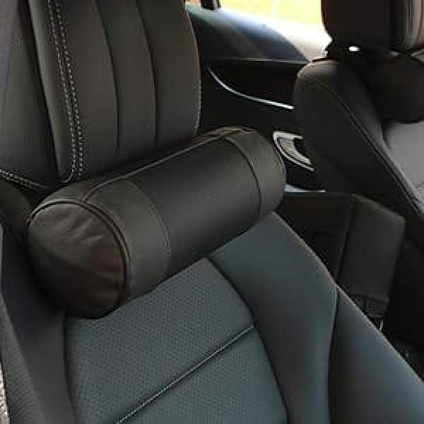 DANDELG Car Neck Pillow Leather Car Cervical Bolster Headrest Support Cushion Pad