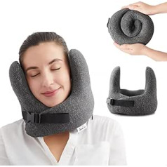 Jamdok Travel Pillow Atmiņas putas Mašīnā mazgājams kakla spilvens ceļojumu stingrībai, regulējams galvas balsts, kas lieliski piemērots automašīnai, lidmašīnai, birojam un mājām (pelēks)