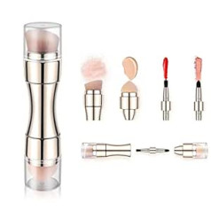 Bling Toman Mini aplauzuma otu komplekts 4 vienā grims Sponge Blush Eyeshadow Uzacu kontūrzīmulis Lūpu sejas tonālais krēms All-in-One Brush Travel Makeup Brush Brochas De Maquillaje