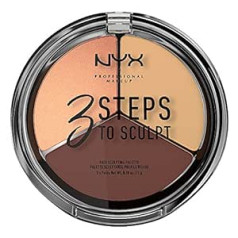 Nyx Professional Makeup 3 Steps to Sculpt Face Sculpting Palette Пудра для лица для подчеркивания контура и мелирования, 3 оттенка, 15 г, средний 03