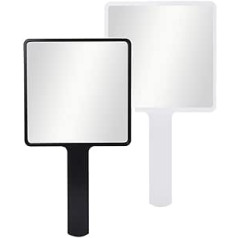 Aestivate 2pcs Rectangle Hand Mirrors Travel Hand Mirror Small Cosmetic Mirror with Handle (Black+White)