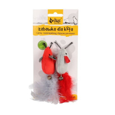 Dingo cat toy, mice with feathers, 2 pcs, 11 cm