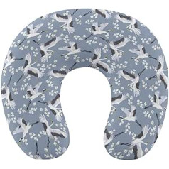 Crane Pattern Travel Pillow Pārnēsājams kakla spilvens U formas spilvena automašīnas galvas balsts sievietēm vīriešiem