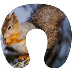 Gluttonous Squirrel Travel Pillow Pārnēsājams kakla spilvens U-veida spilvena automašīnas galvas balsts vīriešiem un sievietēm