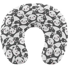 Karikatūra Pandas Travel Pillow Pārnēsājams kakla spilvens U-veida spilvenu automašīnas galvas balsts sievietēm vīriešiem