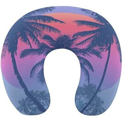 Tropischer Sonnenaufgang mit Palmen Reisekissen Tragbares Nackenkissen U-förmiges Kissen Auto-Kopfstütze für Damen und Herren