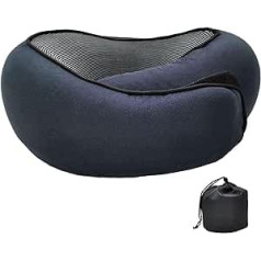 AAPIKA Wander Plus Travel Pillow, Wander Plus Travel Neck Pillow, Hiking Plus Neck Pillow, Memory Foam Travel Pillow, Comfortable & Breathable, for Sleeping Rest, Aeroplane Car & Home (Navy Blue)