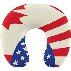 FJQWKLF Neck Support Travel Pillow Compatible with American Canadian Flag Washable Airplane Pillow Car Pillow Headrest U Shaped Pillow Fashion Sofa Decor Neck Pillow