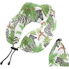 YOUJUNER Travel Pillow Tropical Tree Animal Zebra Memory Foam Neck Pillow Support Pillow Neck Pillow