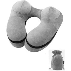 LMJ Inflatable Travel Pillow with 360 Degree Headrest Velvet U Pillow Neck Pillow for Airplane, Bus, Train (Color : E)