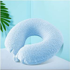 Travel Pillow Memory Foam Velvet ar 360 grādu galvas atbalstu, ērts kakla spilvens lidmašīnām, autobusiem, vilcieniem mājās (krāsa: zila)