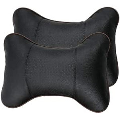 DANDELG 2 x Car Neck Pillow Leather Car Head Neck Rest Cushion Support Headrest Cushion